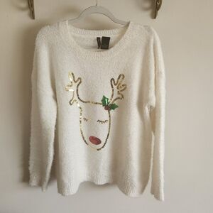 Sequin Reindeer Christmas Holiday Sweater